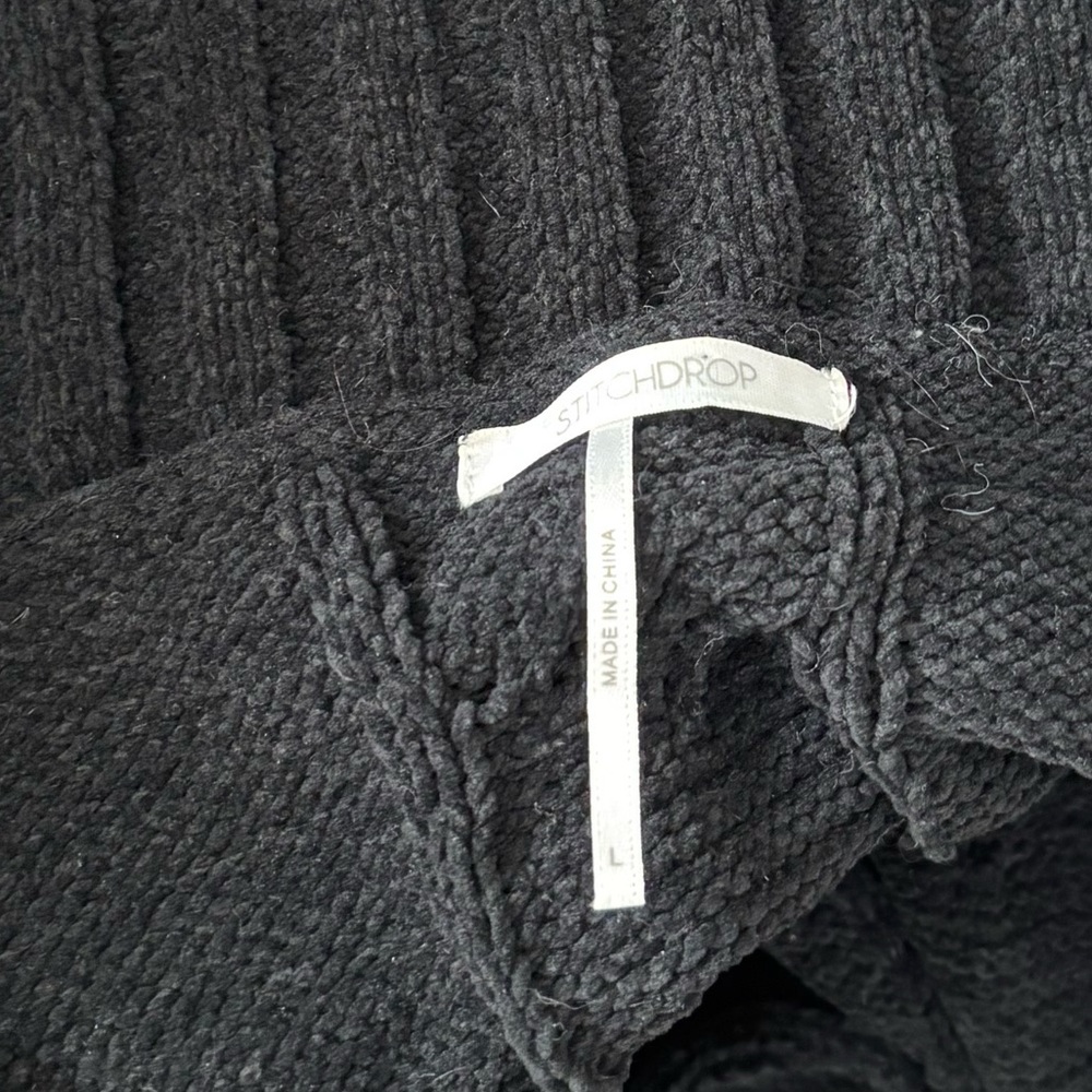 Anthropology Cozy Black Cable Knit Sweater Dress size L - Picture 5 of 10
